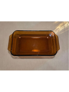 Vintage Anchor Hocking Fire King Loaf Dish 1.5qt Amber Glass Bakeware Casserole